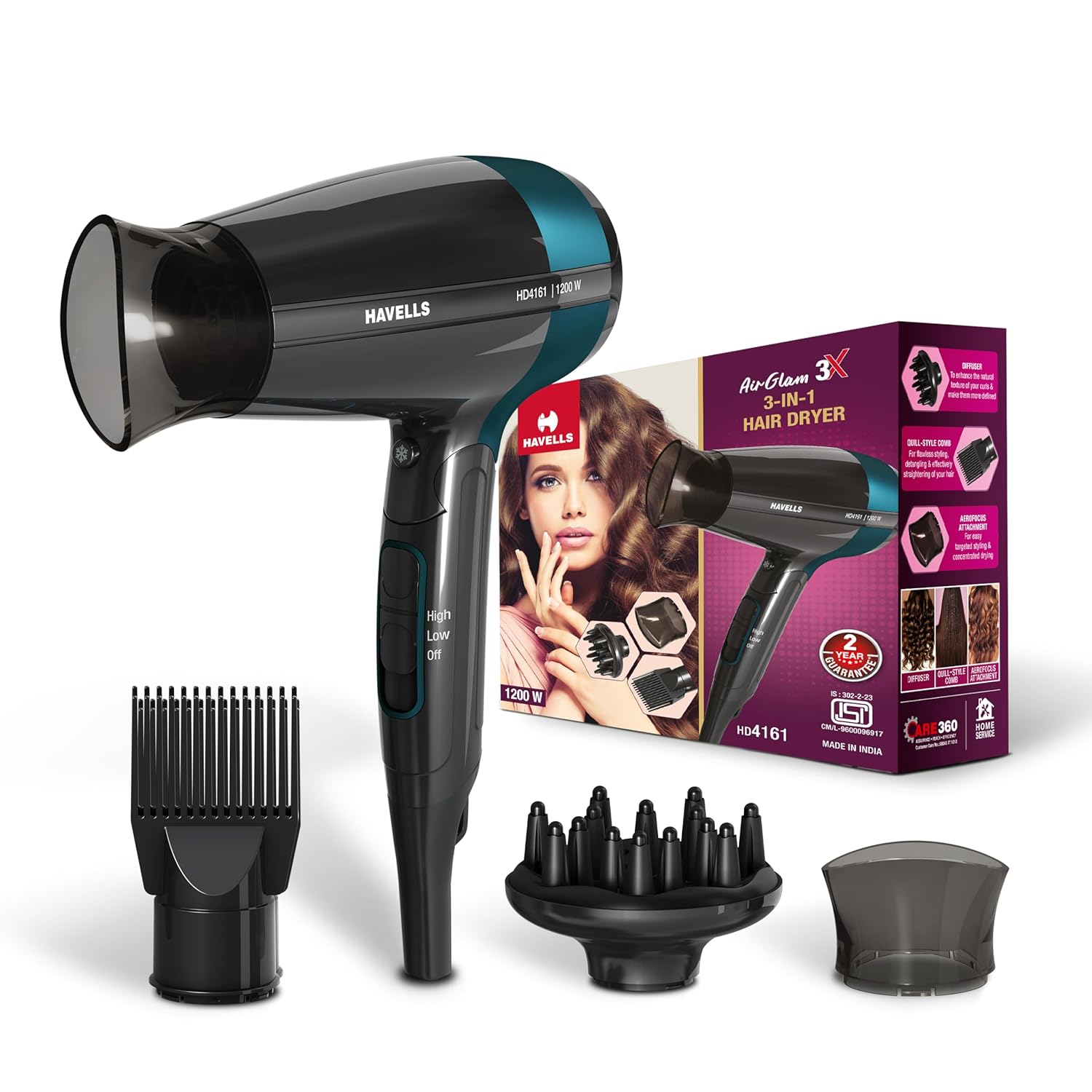 Havells HD4161 Styling Hair Dryer with Diffuser and Comb